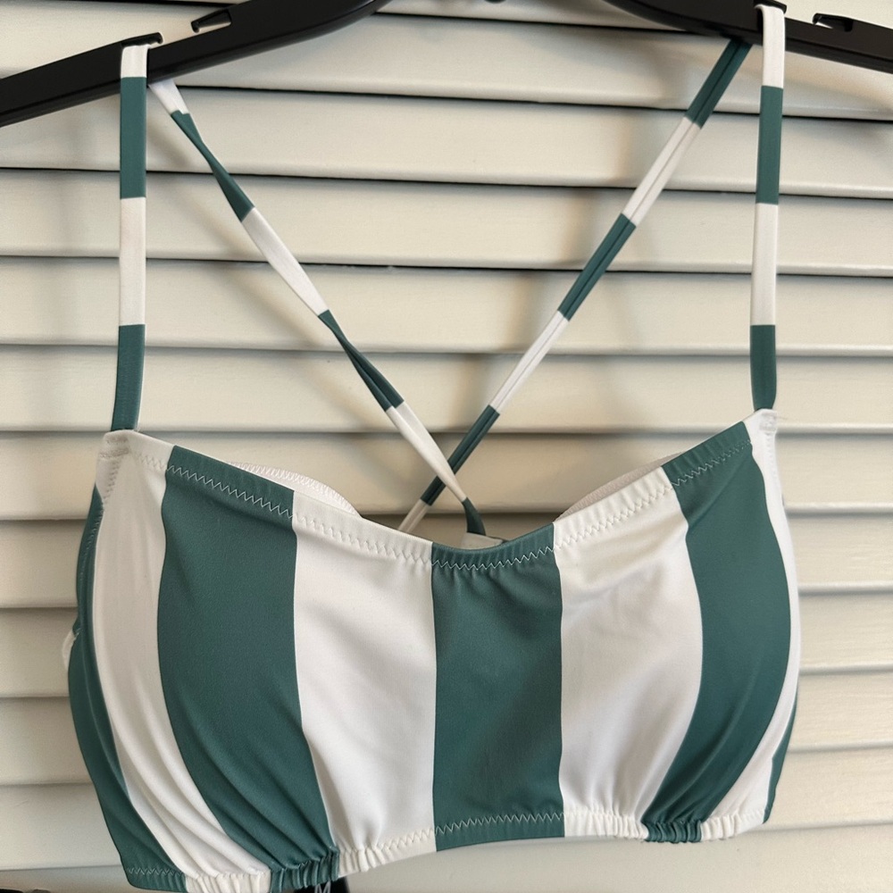 Striped Green and White Bikini Set - Picture 2 of 6